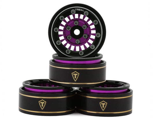 Treal Hobby Type C 1.0" Brass Beadlock Crawler Wheels (Purple) (4) (27.3g) (TLHTSCX24-145)