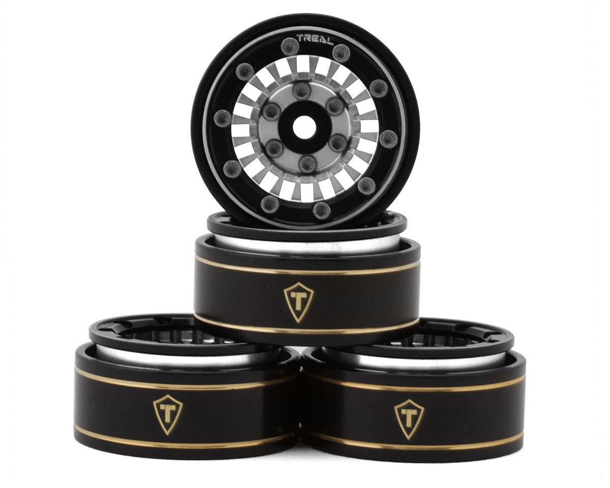 Treal Hobby Type C 1.0" Brass Beadlock Crawler Wheels (Silver) (4) (27.3g) (TLHTSCX24-147)