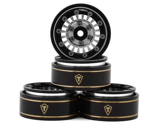 Treal Hobby Type C 1.0" Brass Beadlock Crawler Wheels (Silver) (4) (27.3g) (TLHTSCX24-147)