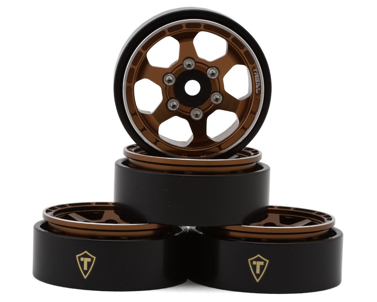Treal Hobby Type D 1.0" Concave 6-Spok Beadlock Wheels (Bronze) (4) (21.2g) (TLHTSCX24-150)