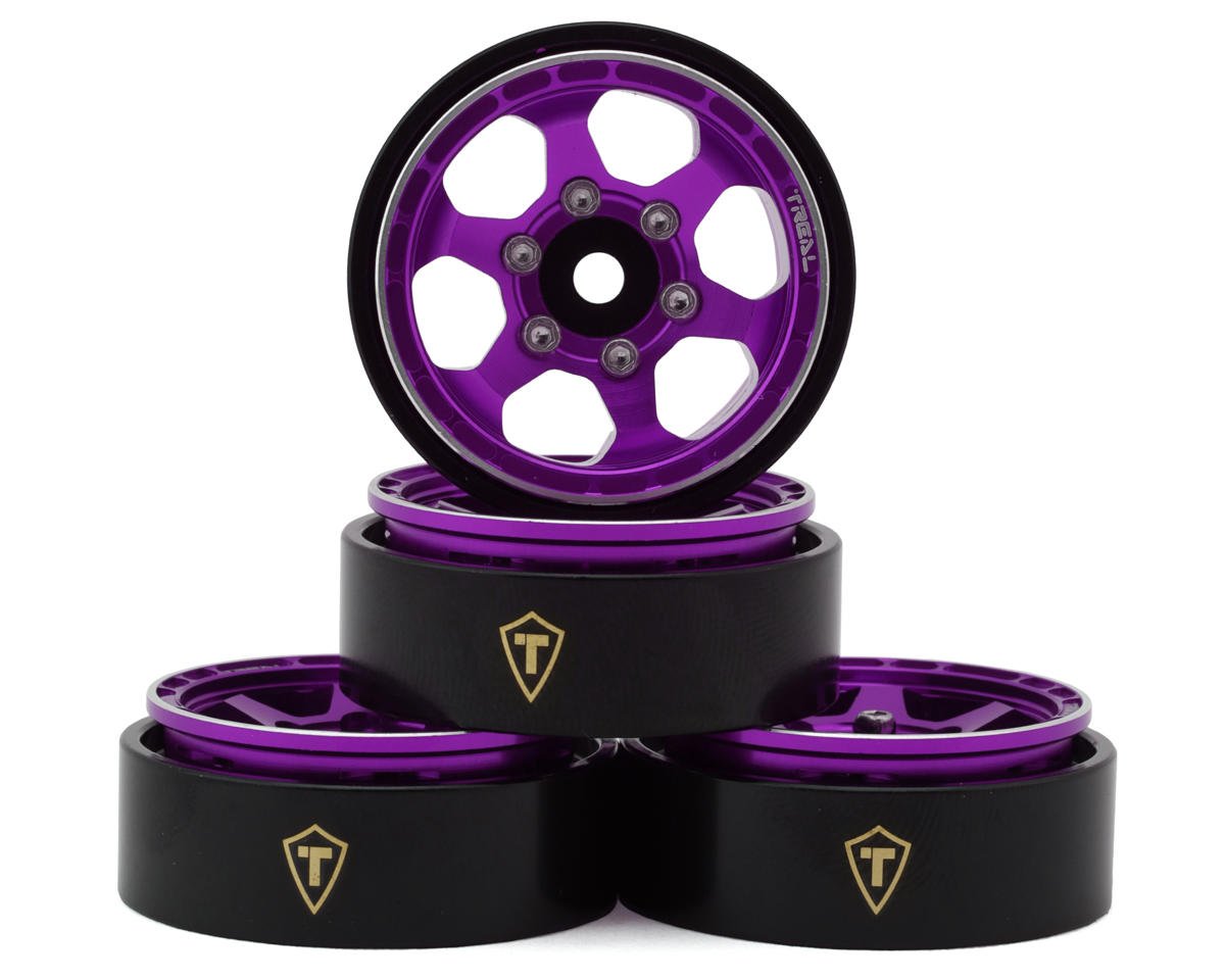 Treal Hobby Type D 1.0" Concave 6-Spoke Beadlock Wheels (Purple) (4) (21.2g) (TLHTSCX24-153)