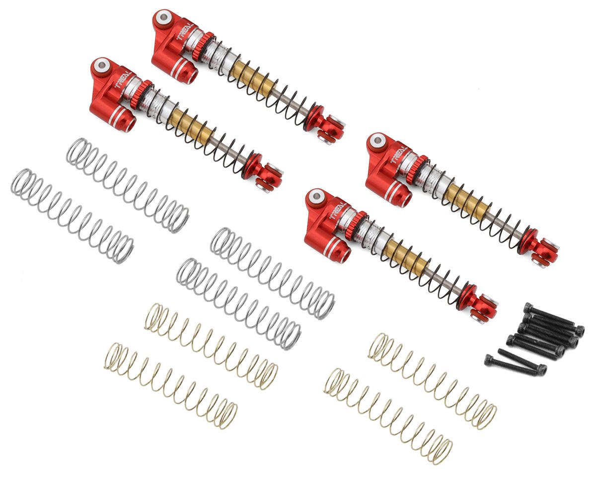 Treal Hobby Axial SCX24 Aluminum Long Travel Threaded Shocks (Red) (4) (43mm) (TLHTSCX24-159)