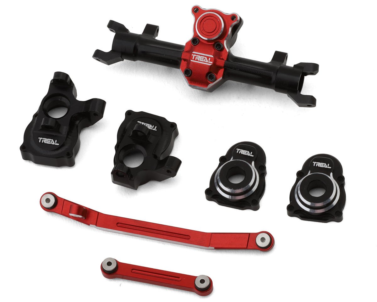 Treal Hobby Axial SCX24 Front End Upgrade Kit (Black/Red) (TLHTSCX24-186)