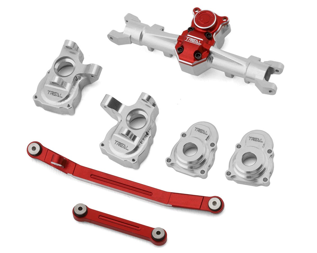 Treal Hobby Axial SCX24 Front End Upgrade Kit (Silver/Red) (TLHTSCX24-187)