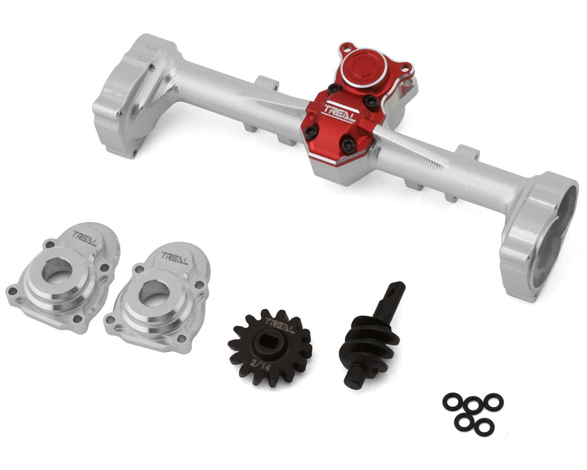 Treal Hobby Axial SCX24 Aluminum Rear Portal Axle Upgrade Kit (Silver) (TLHTSCX24-189)