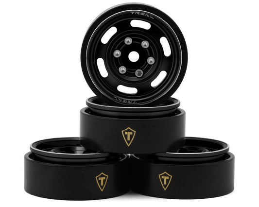 Treal Hobby Type E 1.0" 6-Slot Beadlock Wheels (Black) (4) (21.9g) (TLHTSCX24-196)