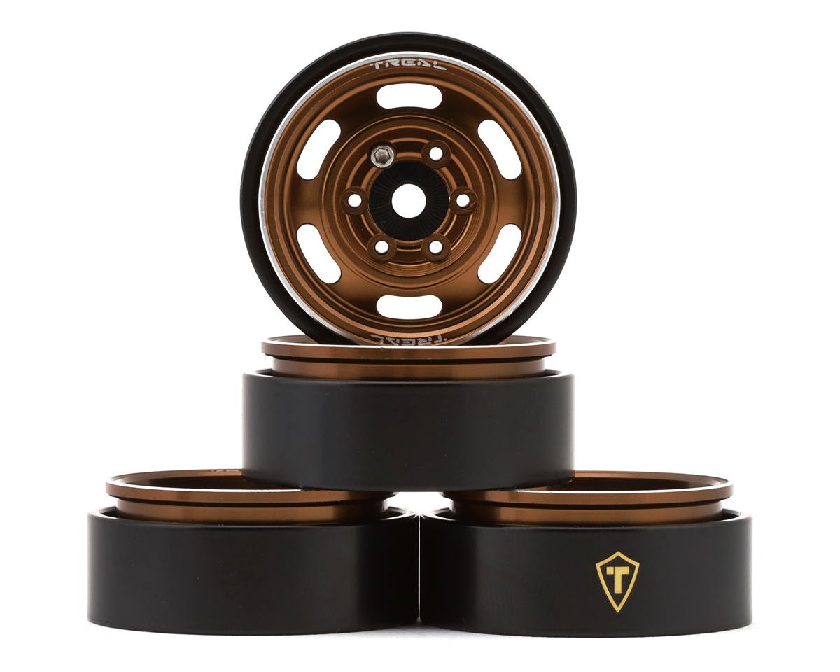 Treal Hobby Type E 1.0" 6-Slot Beadlock Wheels (Bronze) (4) (21.9g) (TLHTSCX24-197)