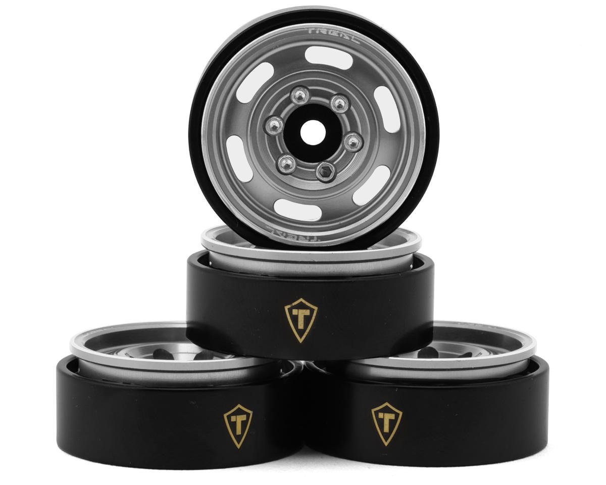 Treal Hobby Type E 1.0" 6-Slot Beadlock Wheels (Silver) (4) (21.9g) (TLHTSCX24-198)