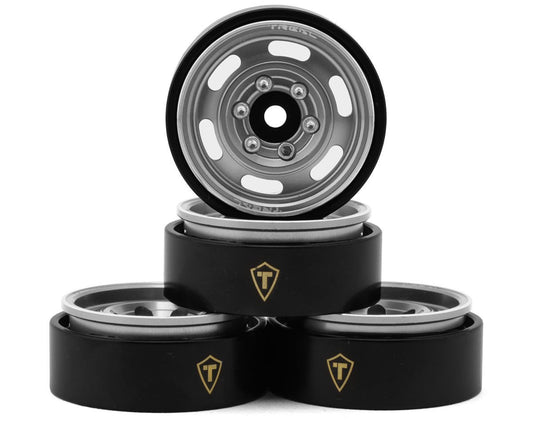 Treal Hobby Type E 1.0" 6-Slot Beadlock Wheels (Silver) (4) (21.9g) (TLHTSCX24-198)