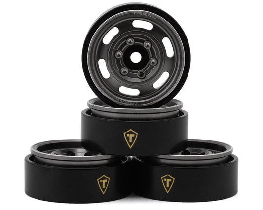 Treal Hobby Type E 1.0" 6-Slot Beadlock Wheels (Titanium) (4) (21.9g) (TLHTSCX24-199)