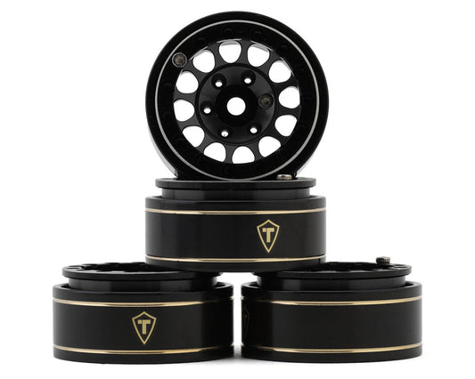 Treal Hobby Type I 1.0" Classic 12-Spoke Beadlock Wheels (Black) (4) (27.2g) (TLHTSCX24-240)