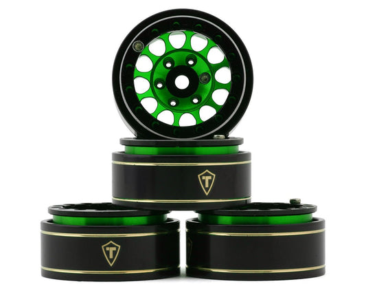 Treal Hobby Type I 1.0" Classic 12-Spoke Beadlock Wheels (Green) (4) (27.2g) (TLHTSCX24-243)