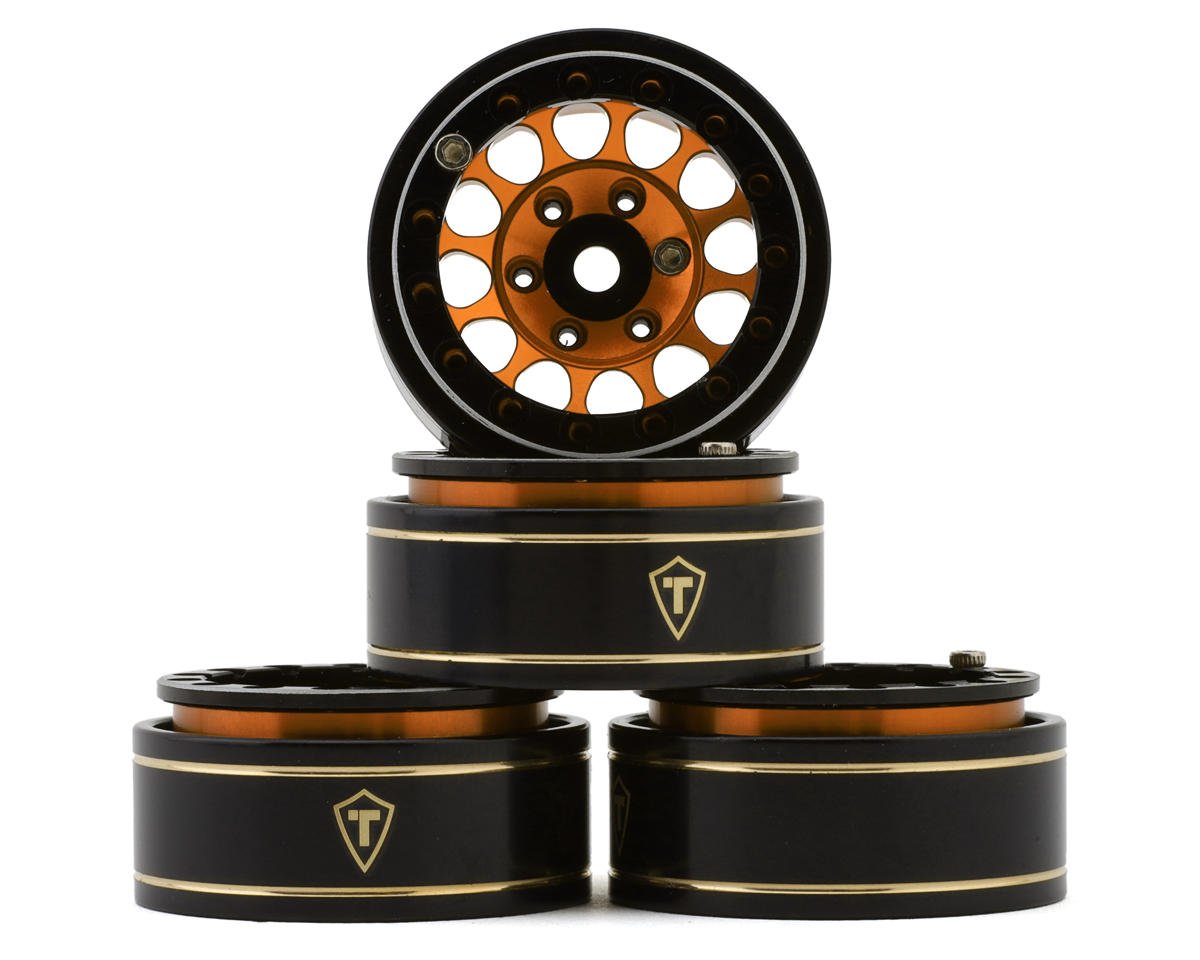 Treal Hobby Type I 1.0" Classic 12-Spoke Beadlock Wheels (Orange) (4) (27.2g) (TLHTSCX24-244)