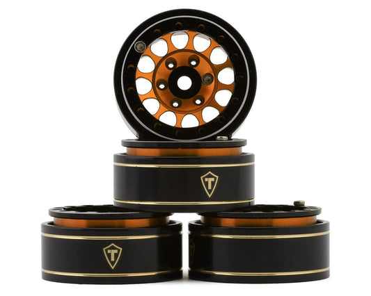 Treal Hobby Type I 1.0" Classic 12-Spoke Beadlock Wheels (Orange) (4) (27.2g) (TLHTSCX24-244)