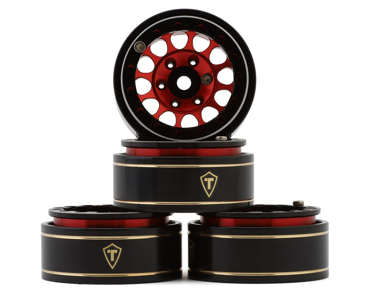 Treal Hobby Type I 1.0" Classic 12-Spoke Beadlock Wheels (Red) (4) (27.2g) (TLHTSCX24-246)