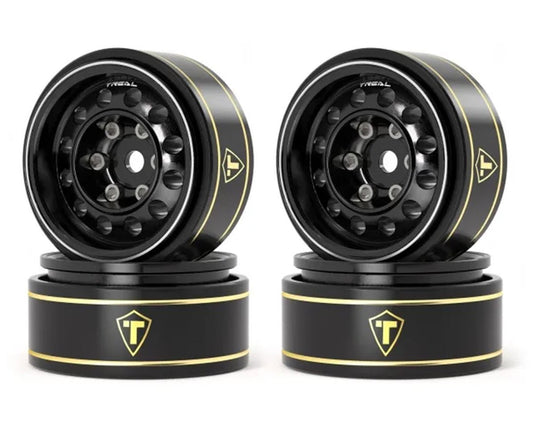 Treal Hobby Type K 1.0" 12-Hole Beadlock Classic Vintage Wagon Wheels (Black) (TLHTSCX24-251)