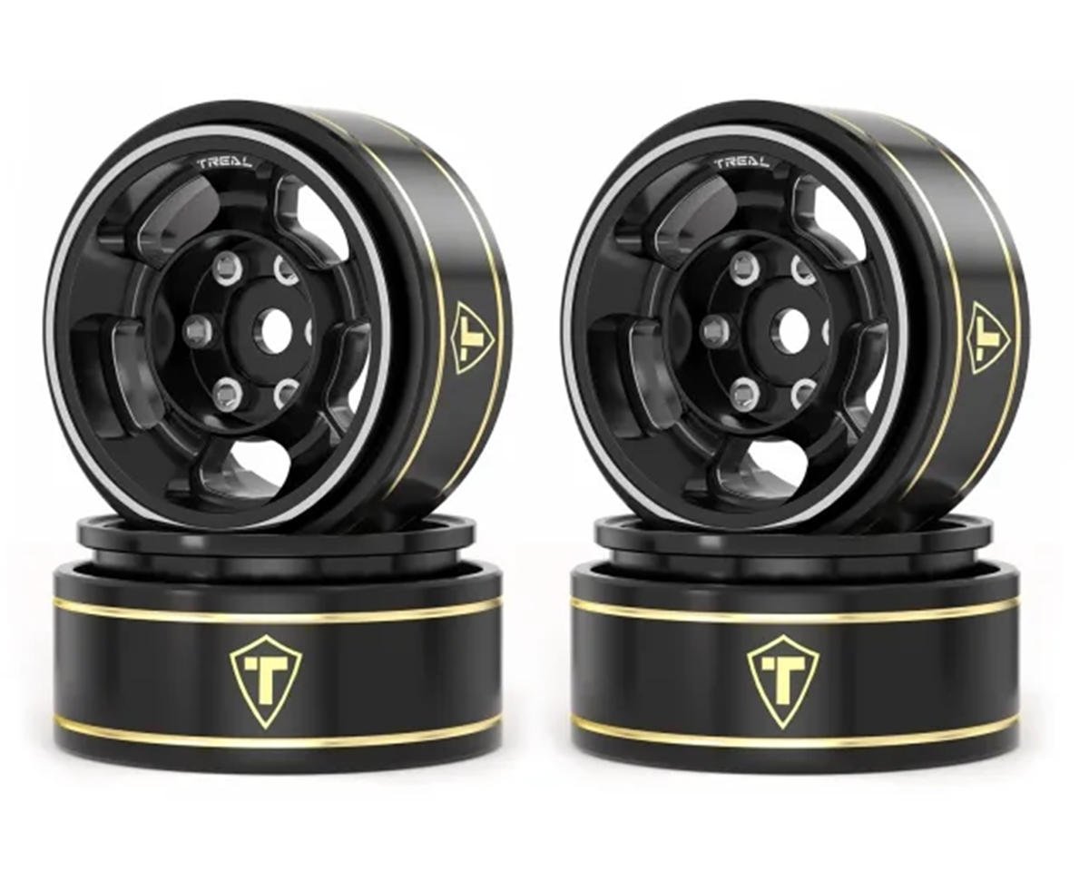 Treal Hobby Type G 1.0" 5-Spoke Beadlock Classic Wheels (Black) (4) (27.1g) (TLHTSCX24-255)