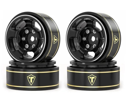 Treal Hobby Type G 1.0" 5-Spoke Beadlock Classic Wheels (Black) (4) (27.1g) (TLHTSCX24-255)