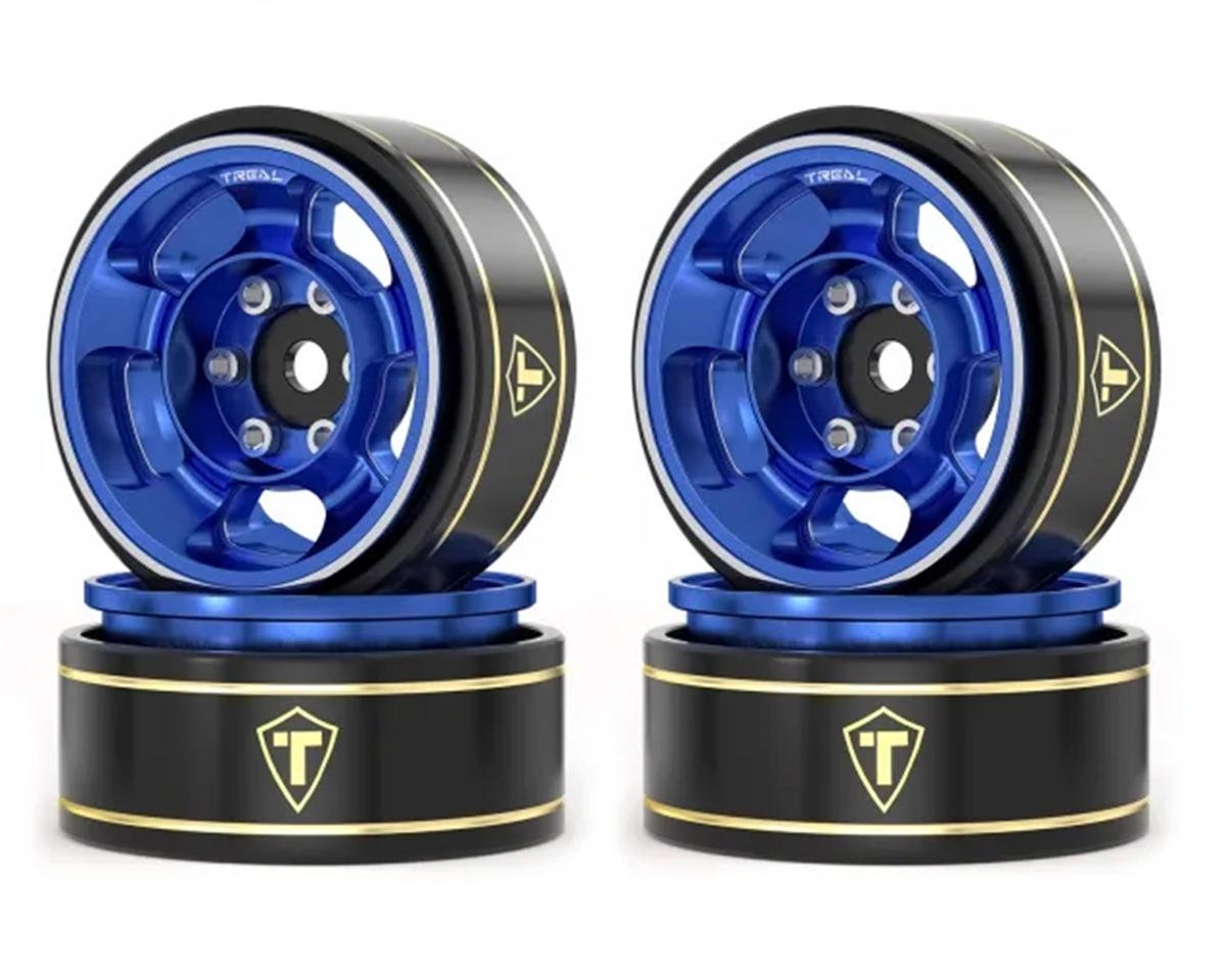 Treal Hobby Type G 1.0" 5-Spoke Beadlock Classic Wheels (Blue) (4) (27.1g) (TLHTSCX24-256)