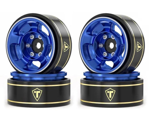 Treal Hobby Type G 1.0" 5-Spoke Beadlock Classic Wheels (Blue) (4) (27.1g) (TLHTSCX24-256)