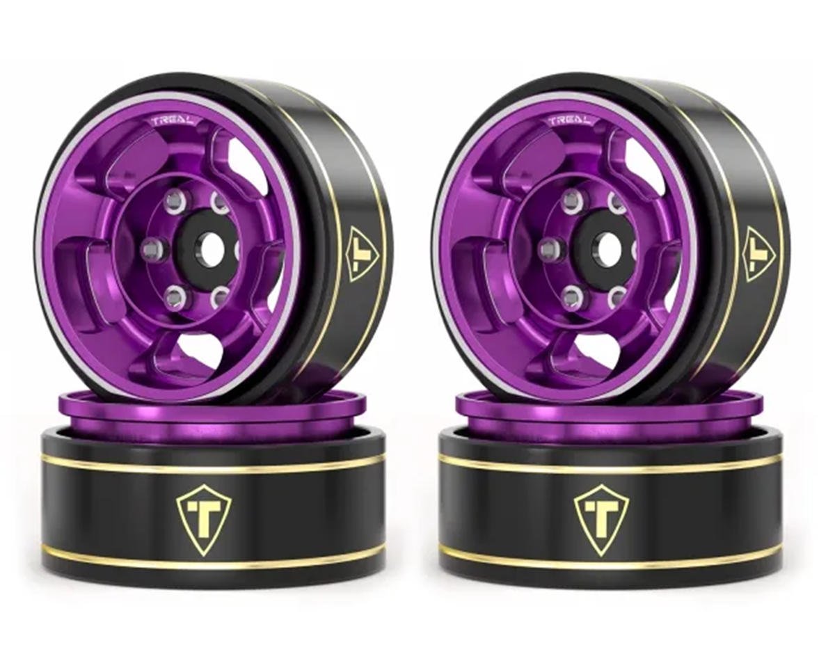 Treal Hobby Type G 1.0" 5-Spoke Beadlock Classic Wheels (Purple) (4) (27.1g) (TLHTSCX24-258)
