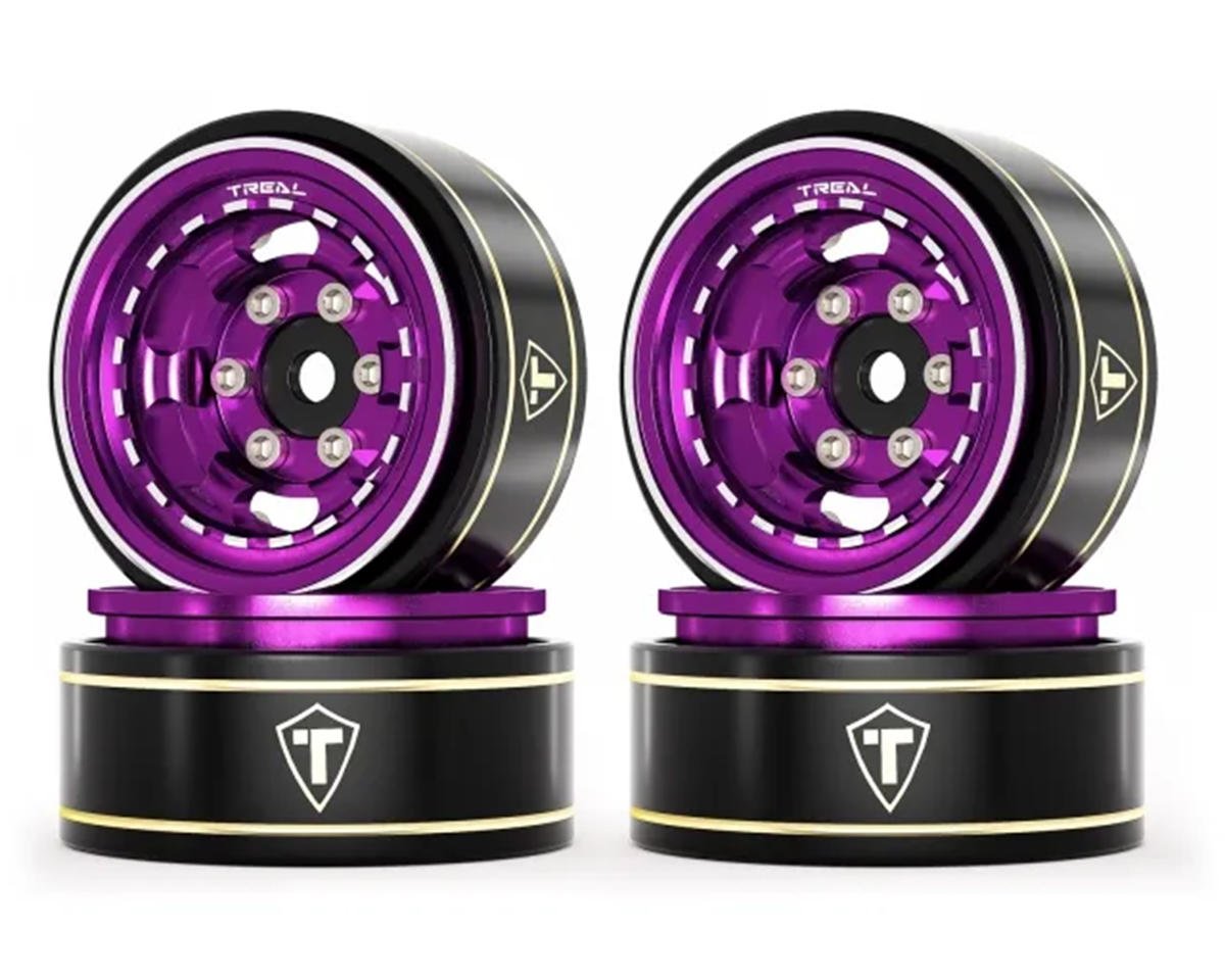 Treal Hobby Type H 1.0" Aluminum 6-Slot Beadlock Wheels (Purple) (4) (28.4g) (TLHTSCX24-263)