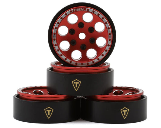 Treal Hobby 1.0" 8-Hole Beadlock Wheels (Red) (4) (22g) (TLHTSCX24-26)