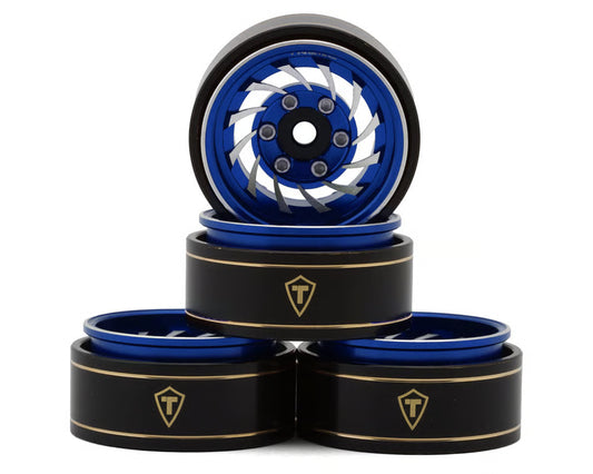 TREAL HOBBY - Type L 1.0" Aluminum Cyclone Beadlock Wheels (Blue) (4) (27.5g ea) (TLHTSCX24-272)