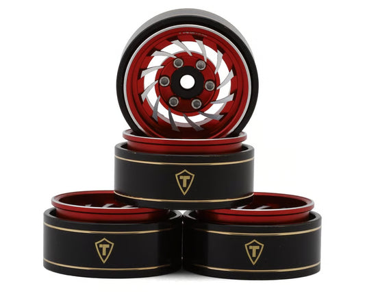 Treal Hobby Type L 1.0" Aluminum Cyclone Beadlock Wheels (Red) (4) (27.5g ea) (TLHTSCX24-275)