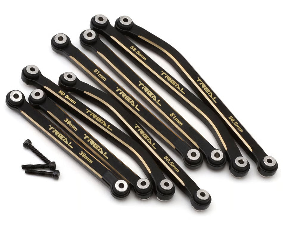 TREAL HOBBY - Axial SCX24 Brass High Clearance Suspension Links Set (Black) (37g) (132mm Wheelbase) (C10/JLU/Bronco/4Runner) (TLHTSCX24-276)