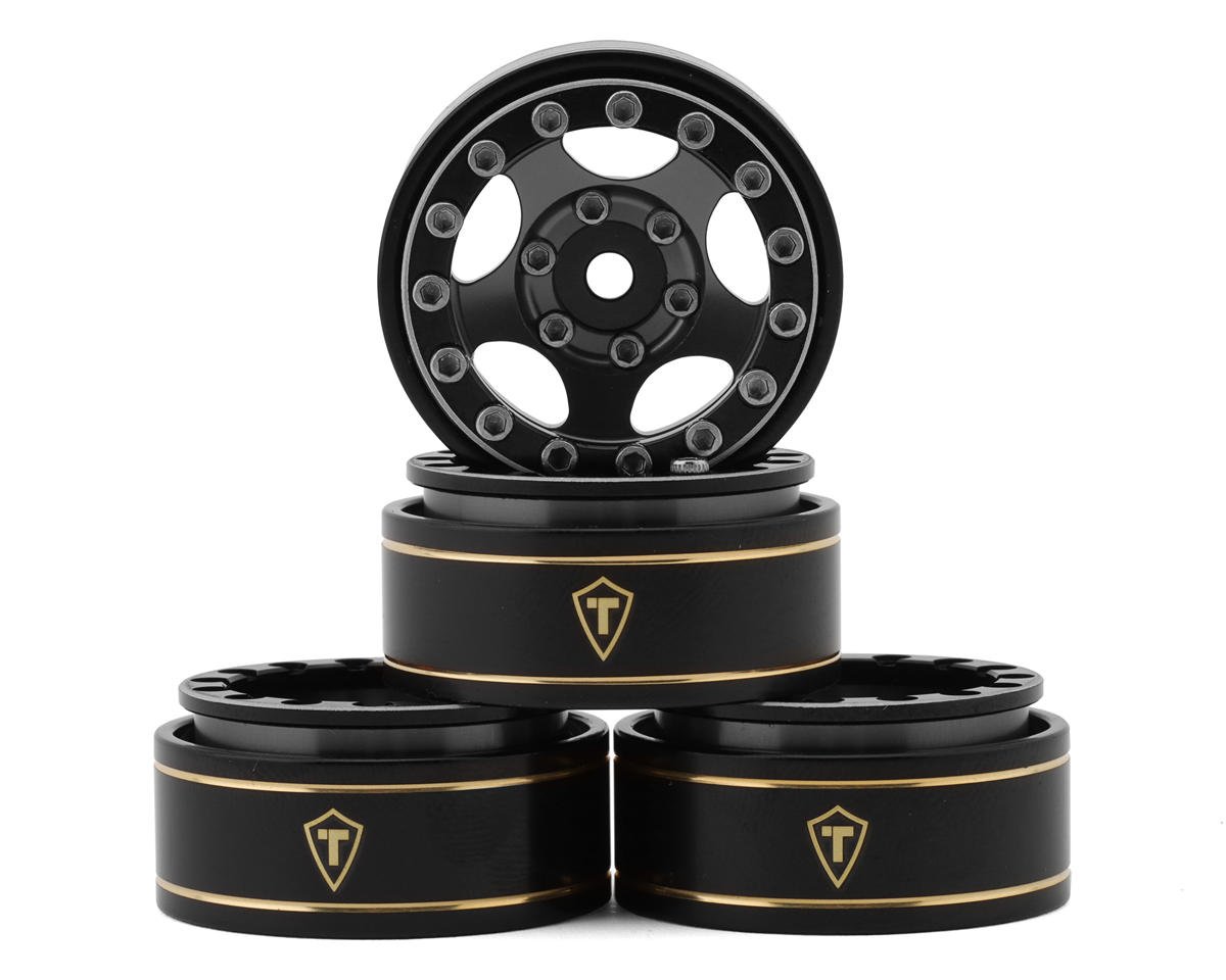 Treal Hobby Type B 1.0" 5-Spoke Beadlock Wheels (Black/Grey) (4) (22.4g) (TLHTSCX24-45)