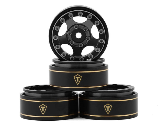 Treal Hobby Type B 1.0" 5-Spoke Beadlock Wheels (Black/Grey) (4) (22.4g) (TLHTSCX24-45)