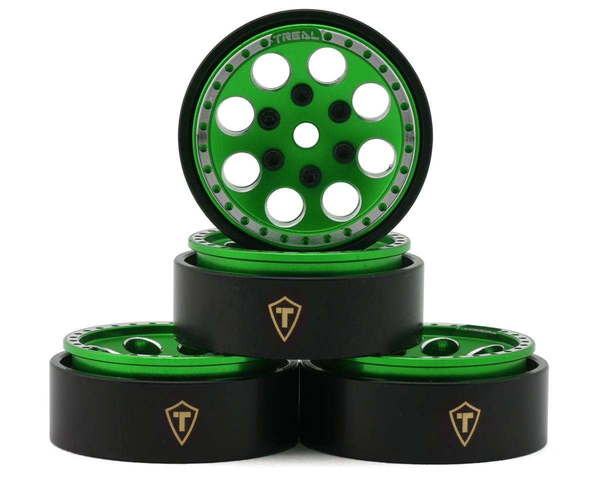 Treal Hobby 1.0" 8-Hole Beadlock Wheels (Green) (4) (22g) (TLHTSCX24-60)