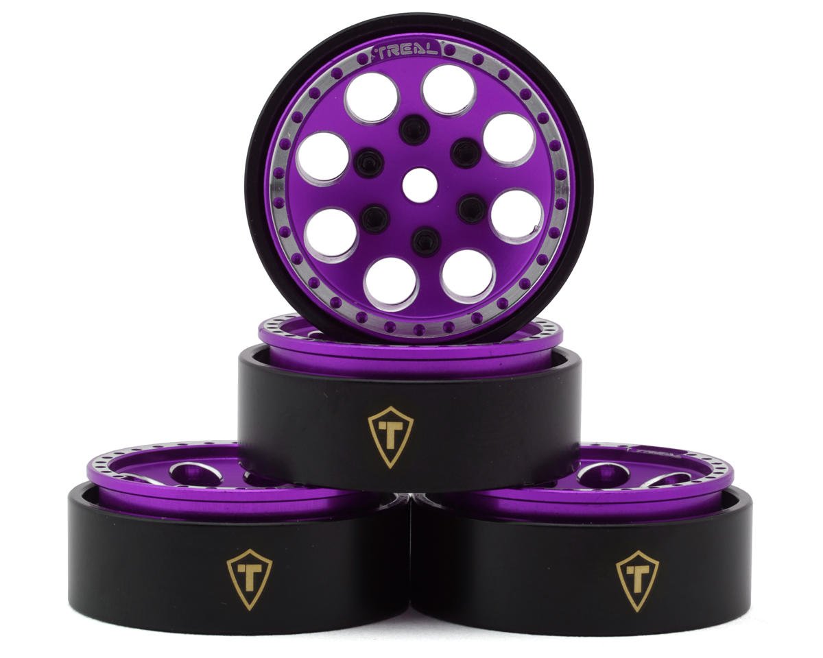 Treal Hobby 1.0" 8-Hole Beadlock Wheels (Purple) (4) (22g) (TLHTSCX24-61)