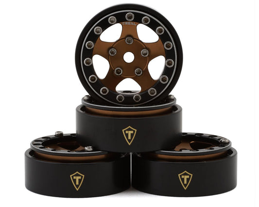 Treal Hobby Classic 5-Star 1.0" Beadlock Wheels (Black/Bronze) (4) (22.4g) (TLHTSCX24-73)