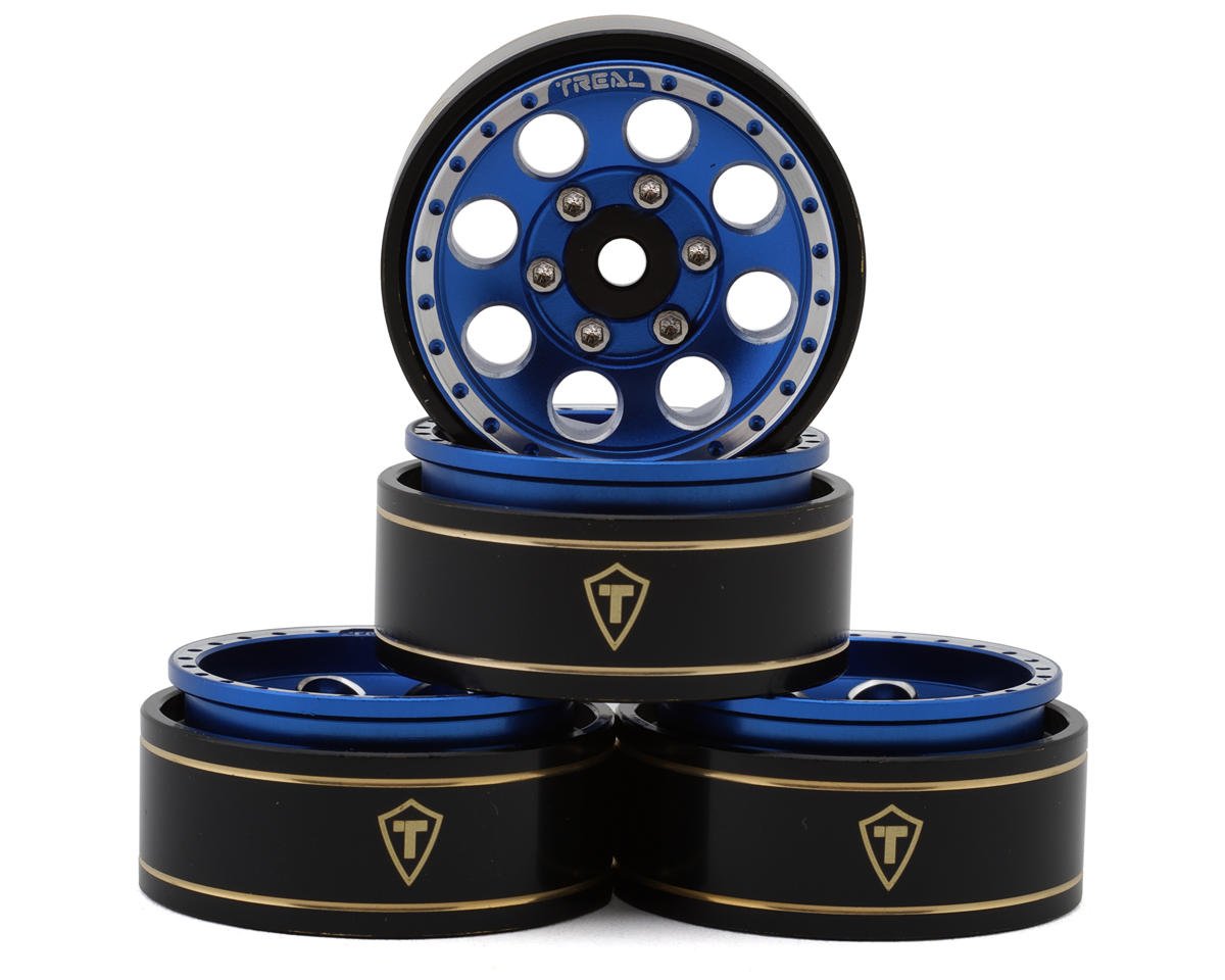 Treal Hobby 1.0" 8-Hole Beadlock Wheels (Blue) (4) (22g) (TLHTSCX24-81)