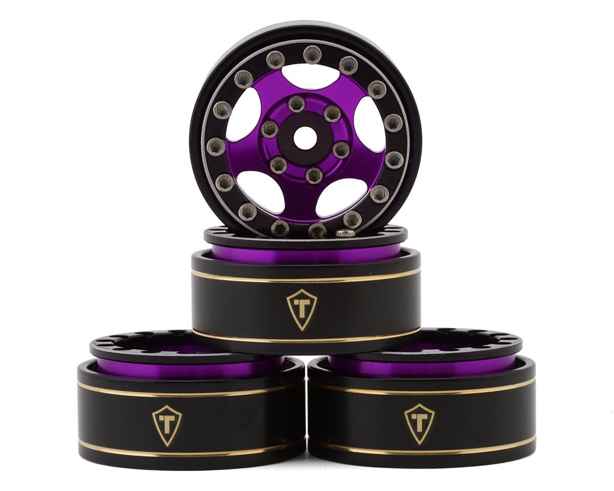 Treal Hobby Type B 1.0" 5-Spoke Beadlock Wheels (Black/Purple) (4) (22.4g) (TLHTSCX24-99)