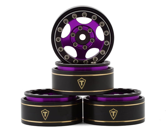 Treal Hobby Type B 1.0" 5-Spoke Beadlock Wheels (Black/Purple) (4) (22.4g) (TLHTSCX24-99)