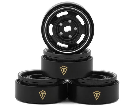 TREAL HOBBY - 0.7" 5-Slot Aluminum Micro Rock Crawler Beadlock Wheels (Black) (4) (8g ea) (TLHTSCX30-30)