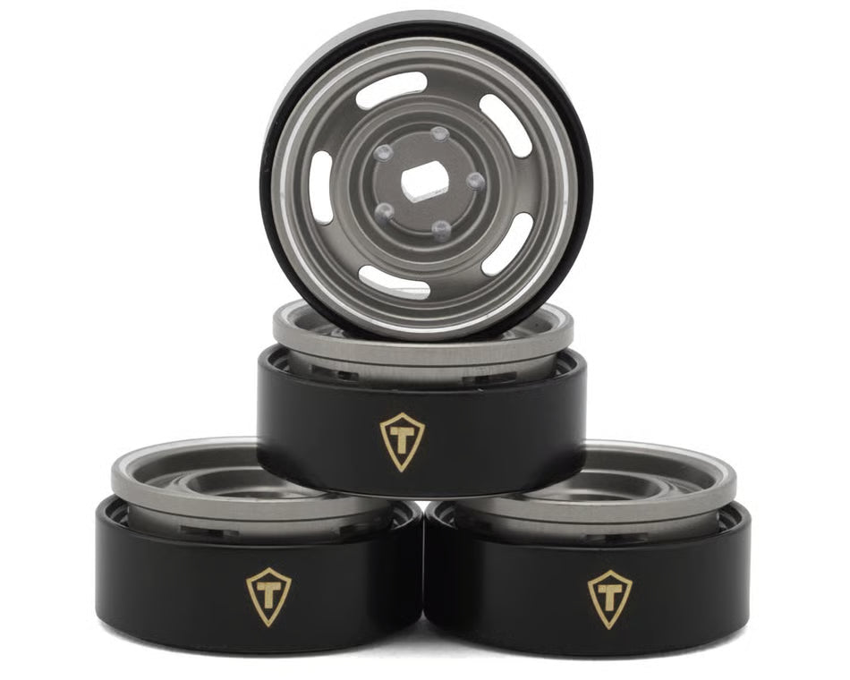 TREAL HOBBY - 0.7" 5-Slot Aluminum Micro Rock Crawler Beadlock Wheels (Grey) (4) (8g ea) (TLHTSCX30-33)