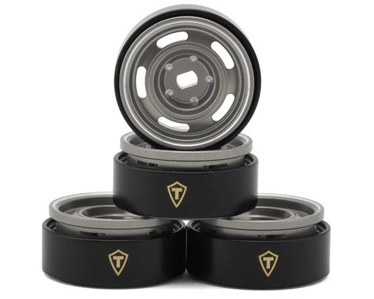 TREAL HOBBY - 0.7" 5-Slot Aluminum Micro Rock Crawler Beadlock Wheels (Grey) (4) (8g ea) (TLHTSCX30-33)