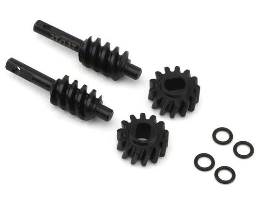 TREAL HOBBY - Axial SCX30 Hardened Steel Differential Overdrive Worm Gears Set (2) (2T/13T) (Overdrive 23%) (TLHTSCX30-35)
