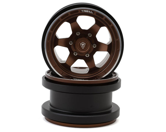 Treal Hobby Type A 2.9" 6-Spoke Slotted Beadlock Aluminum Wheels (Bronze) (2) (TLHTSCX6-21)