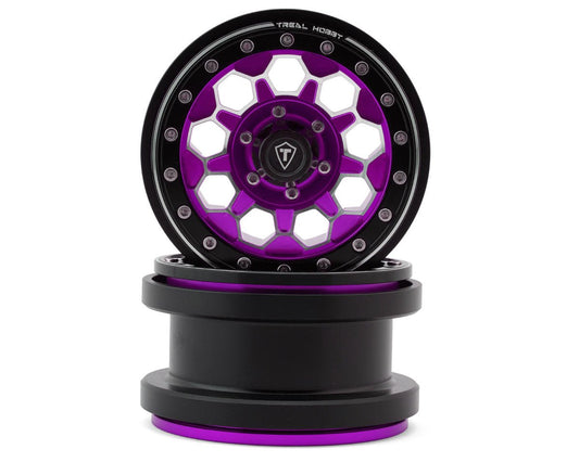 Treal Hobby Type B 2.9" 10-Hole Honeycomb Beadlock Wheels (Purple) (2) (237g) (TLHTSCX6-62)