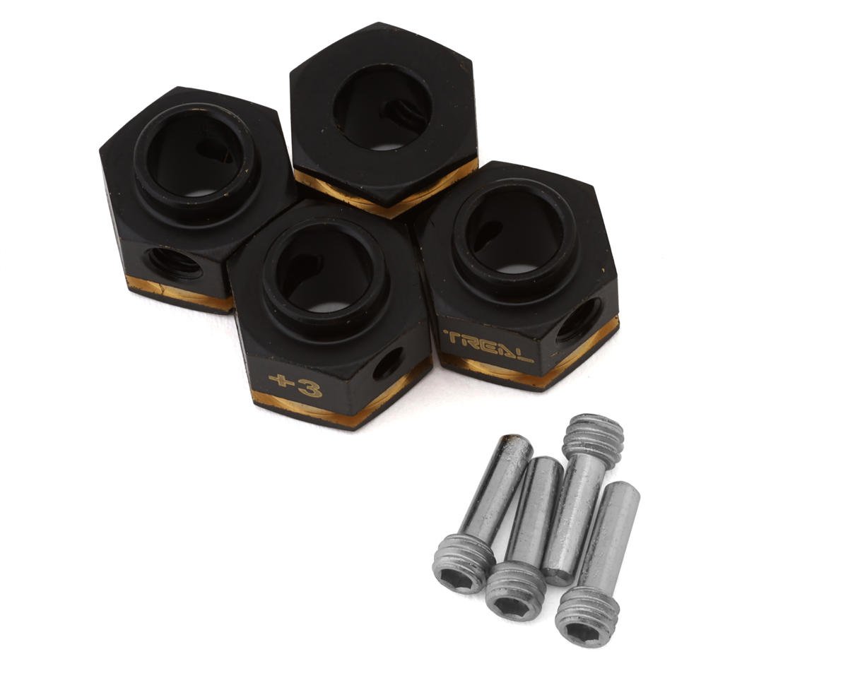 Treal Hobby Brass Hex Adapters for Traxxas TRX-4 (Black) (4) (+3mm) (TLHTTRX4-17)
