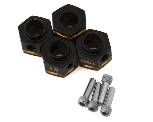 Treal Hobby Brass Hex Adapters for Traxxas TRX-4 (Black) (4) (+3mm) (TLHTTRX4-17)