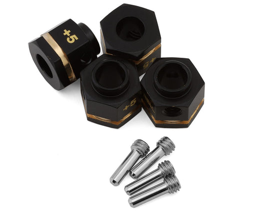 Treal Hobby Brass Hex Adapters for Traxxas TRX-4 (Black) (4) (+5mm) (TLHTTRX4-18)