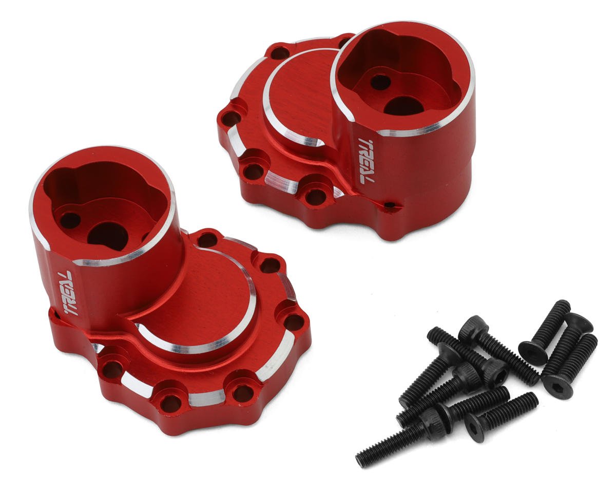 Treal Hobby Aluminum Rear Inner Portal Housing Covers for Traxxas TRX-4 (Red) (2) (TLHTTRX4-46)