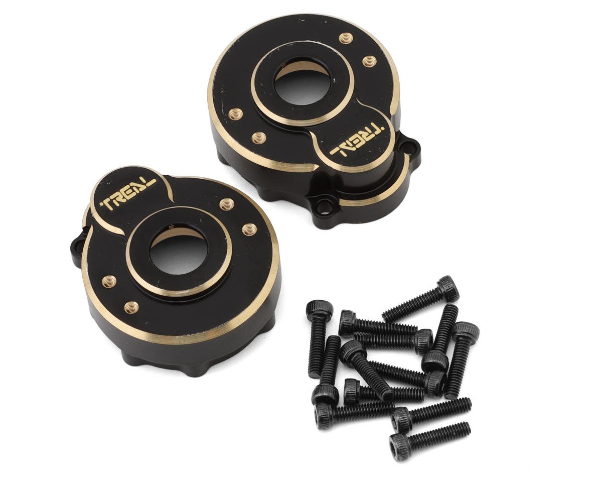 Treal Hobby Heavy Brass Outer Portal Housing Covers for Traxxas TRX-4 (Black) (2) (TLHTTRX4-47)