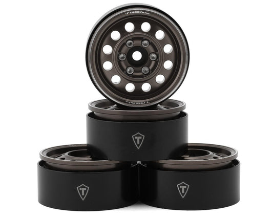 Treal Hobby Type I 1.9" Vintage 12-Hole Beadlock Wheels (Titanium) (4) (TLHTWHEEL-100)